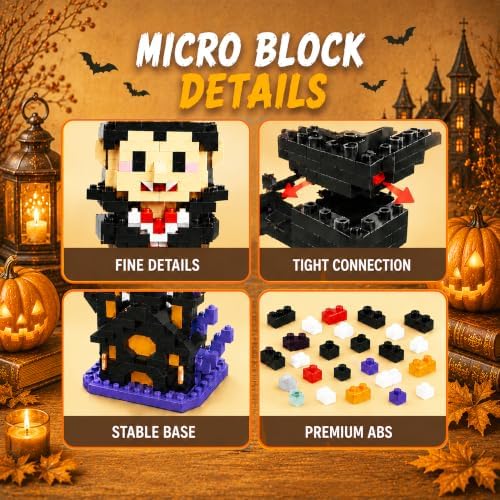 Halloween Advent Calendar 6 Days, Mini Building Blocks Set with Figures