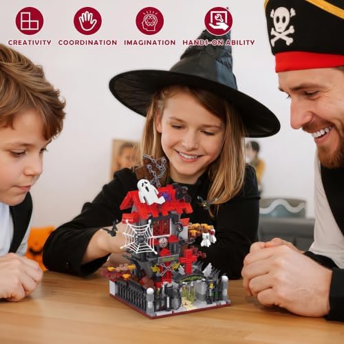 Halloween Haunted House Building Set, Mini Vampire Castle Blocks
