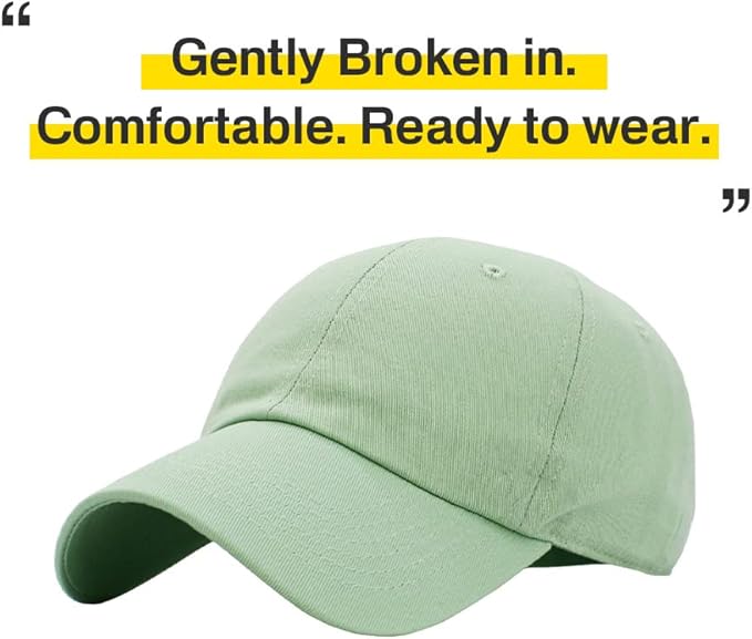 KBETHOS Classic Unisex Cotton Adjustable Low Crown Baseball Cap – Plain Dad Hat