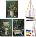 Mandun Bathroom Paint by Numbers Kit for Adults, 3 Pack, 7.8x11.8 inch