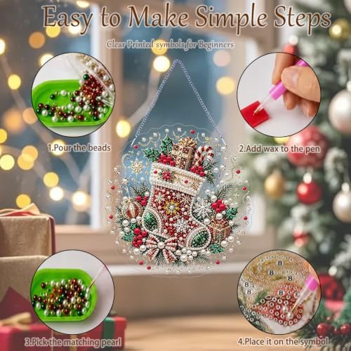 AIBOERL Pearl Diamond Art Kits for Adults, Acrylic Hanging Suncatcher