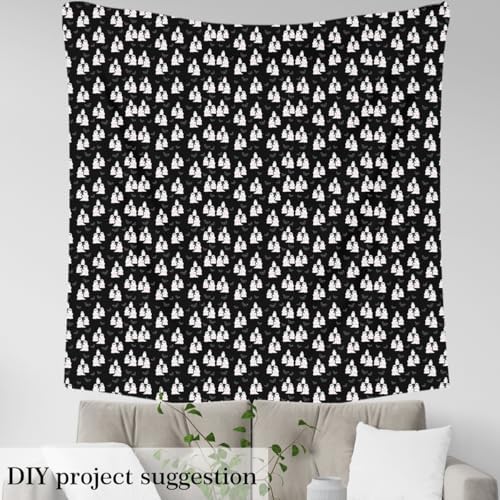 Feelyou Happy Halloween Soft Flannel Fabric by The Yard Kids 10 Yards Cute Ghost Black Bat Animal Upholstery Fabric for Boys Black Spooky Trick or Treat for Home DIY Projects, Indoor Decor
