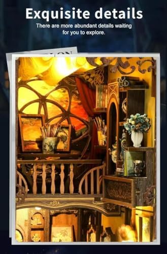 Book Nook Kit - DIY Miniature House Kit 3D Wooden Doll House DIY Book Nook Kits for Adults Creative Gift for Teens and Friends