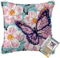 Butterfly in Flowers Latch Hook Kits for Adults Beginners, 17“ X 17"