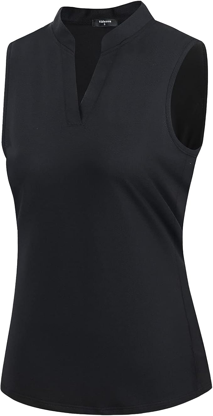 Womens Sleeveless V Neck Golf Polo Shirts