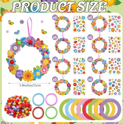 Hollowfly 48 Sets Flower Wreath Craft Kits DIY Wreath Seasonal Activities