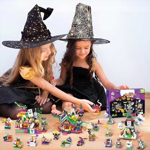 Halloween Building Blocks for Kids, 6-in-1 Toy Set, 18 Mini Packs, Ages 6+