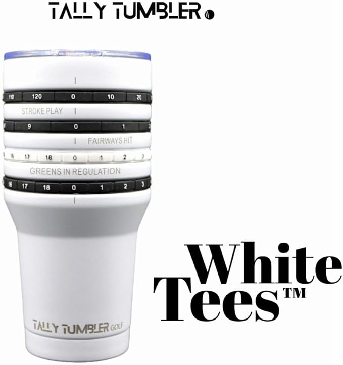 Tally Tumbler Golf Stainless Steel Cup, 30 oz Leak Proof Lid, Double Wall Insulation, Golf Tumbler with Score Keeping Counter used for strokes per hole, Greens in Regulation & Fairways Hit