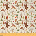 Merry Christmas Fabric by The Yard,Cartoon Bear Fox Deer Soft Polyester No Stretch Fabric,Farmhouse Wildlife Decorative Fabrics,Beige Brown Crafts & Sewing Supplies,3 Yards,108" L x 59" W
