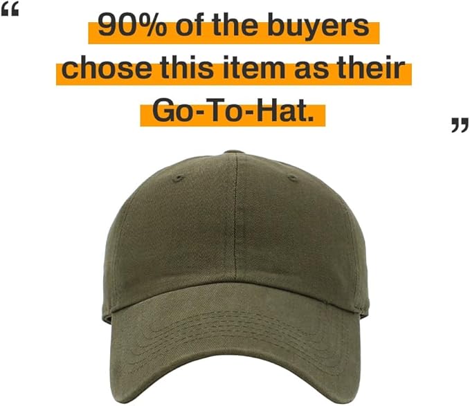 KBETHOS Classic Unisex Cotton Adjustable Low Crown Baseball Cap – Plain Dad Hat
