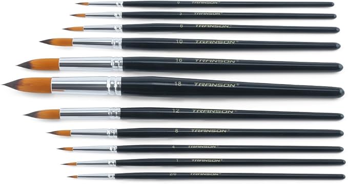 Transon 11pcs Round Paint Brush Basic Set - Image 6