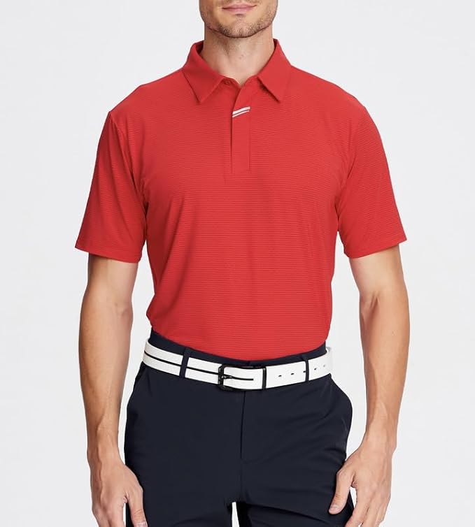 Damipow Premium Golf Shirts for Men Dry Fit Performance Polo Short Sleeve Collared Shirt