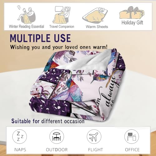 I Am Always with You Hummingbird Blankets Soft Warm Fleece Hummingbird Throw Blankets for Kids and Adults Hummingbird Gifts for Women and Girls