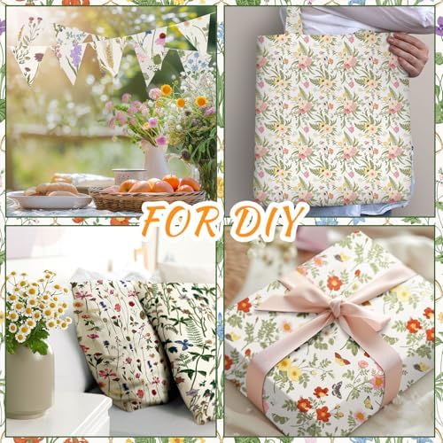 Hahafelt 10Pcs 18"x22" Wildflower Fat Quarter Floral Quilting Fabric Bundle