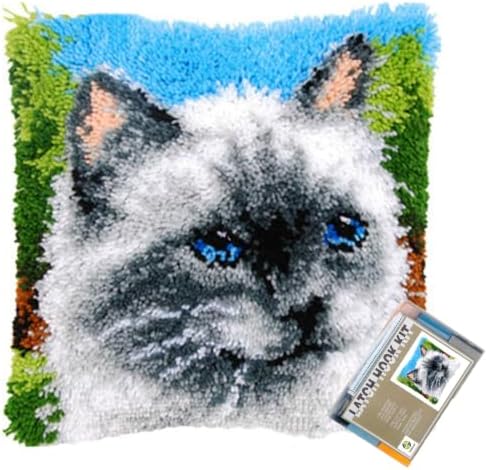 Ragdoll Cat Latch Hook Kits for Adults Beginners, Pre-Printed 17“ X 17"