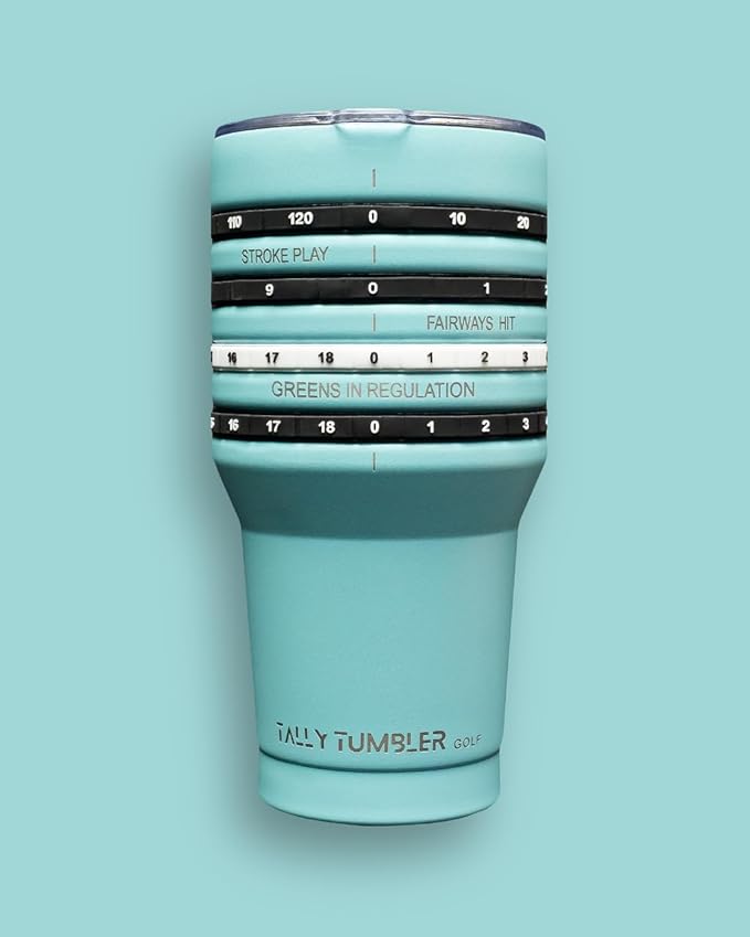Tally Tumbler Golf Stainless Steel Cup, 30 oz Leak Proof Lid, Double Wall Insulation, Golf Tumbler with Score Keeping Counter (Tee Time Teal)