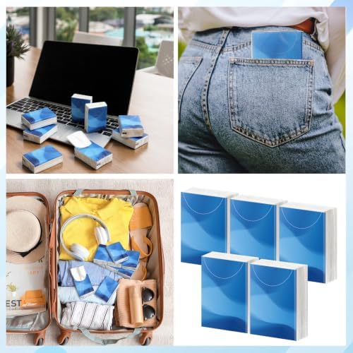 Outus 50 Pack Blue Wave Travel Size Pocket Tissues 400 Sheet Total