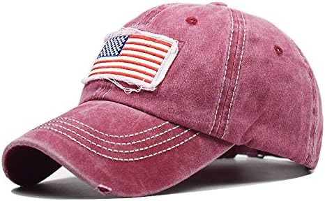 Distressed Ponytail Hat for Women American-Flag Pony Tail Caps High Bun