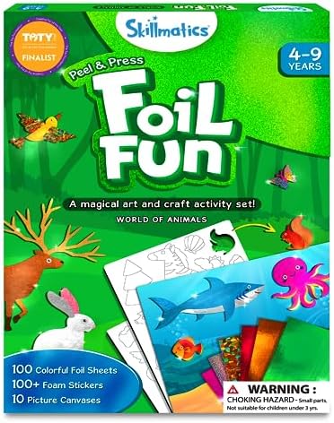 Skillmatics Foil Fun Animals, Foil Art & Craft Kit, Gift for Boys & Girls