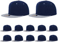 ZH Plain Flat Brim Snapback Baseball Caps Adjustable Blank Baseball Caps Wholesale 12 Pack