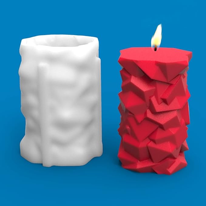 3D Cylindrical Candle Silicone Mold Stone Stacking Layered Candle Soap Mould - Image 3