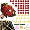 CCYXSHOW 36 Pack DIY Glitter Roses Bouquet Artificial Rose with Stems Red