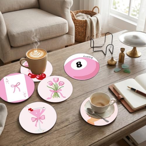 8 Pack Modern Paint by Numbers Kits Coasters with Holder Cork Pads