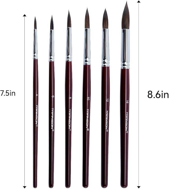 Transon Squirrel Hair Round Paint Brush Set - Image 2