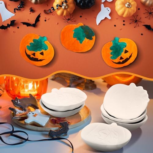 Reallnaive 6 Set Fall Ceramic Pumpkin Bowls to Paint Craft Kit