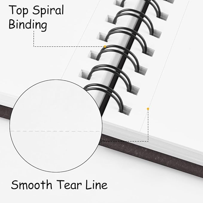 8.3x5.8 Sketch Book, Top Spiral Bound Sketch Pad, 60sheets 92lb/150gsm Bright - Image 4