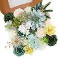 Floweroyal Artificial Flowers Combo Green Flowers Mix Silk Flowers Dahlia Roses with Stems for DIY Wedding Bridal Bouquets, Baby Shower, Floral Arrangement, Table Centerpieces, Home Decorations.