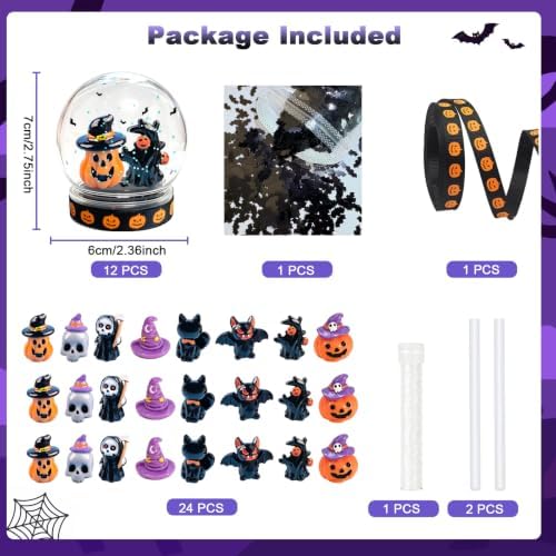 12 Pack Halloween Snow Globe DIY Craft Kit, Halloween Craft Kit