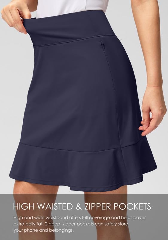 Viodia 20" Knee Length Skorts Skirts for Women with Pockets High Waisted Athletic Tennis Golf Skort for Casual Summer
