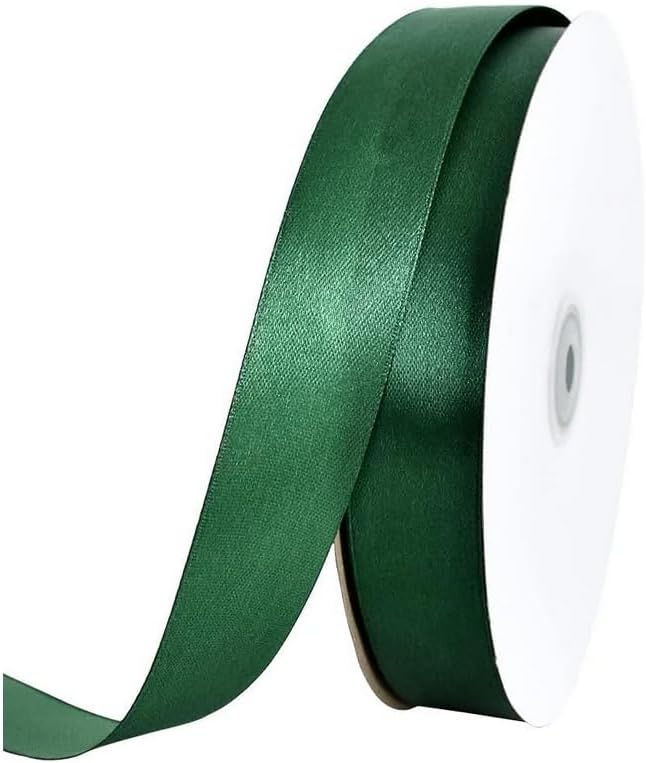 TONIFUL 1 Inch x 100yds Christmas Green Satin Ribbon, Thin Solid Color Satin - Image 9
