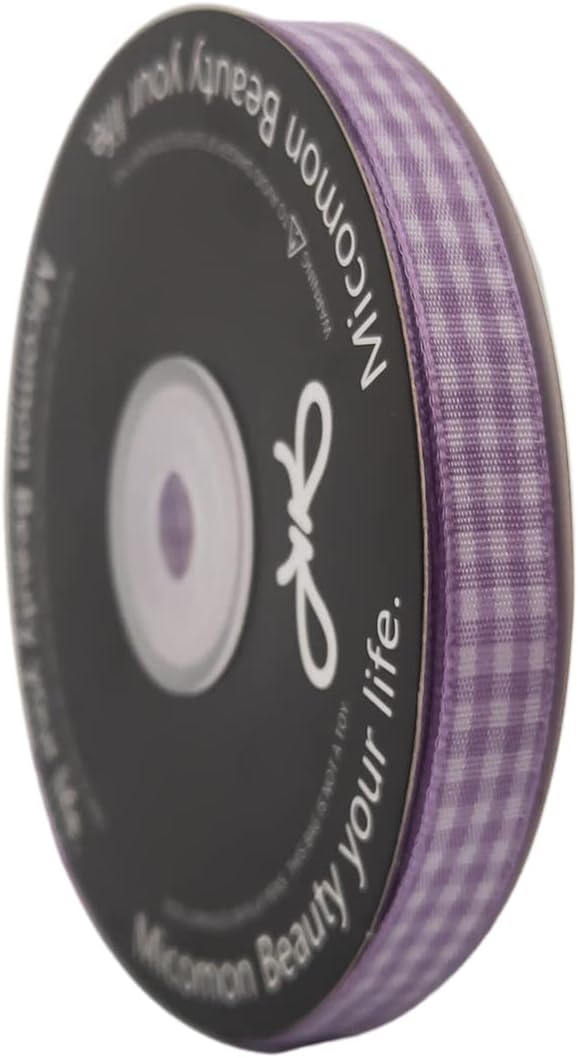 Purple Gingham Plaid Checked Ribbon 25 Yard Each Roll 100% Polyester - Image 2