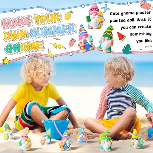 8 Pcs Gnome Ceramics to Paint Summer DIY Unpainted Kit