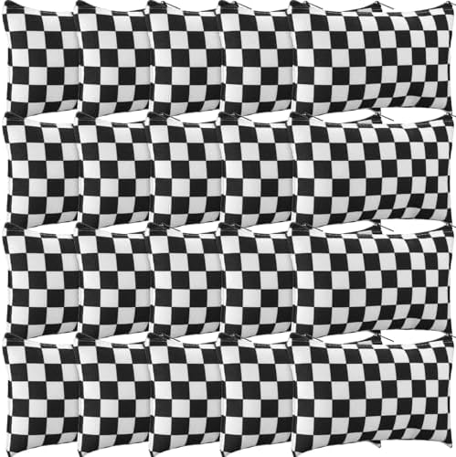 Eccliy 20 Pcs Checkered Makeup Bag Checkered Cosmetic Bag Canvas Gifts Accessories for Women Toiletry Pouch with Zipper Gift Bags for Team Party