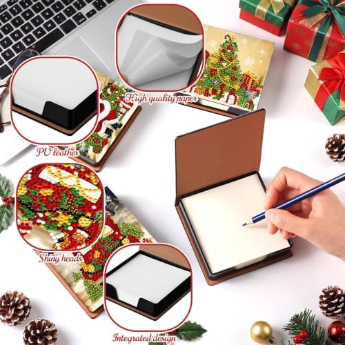 Saillong Christmas 4 Pcs Diamond Painting Note Box Kit Sticky Note Holders