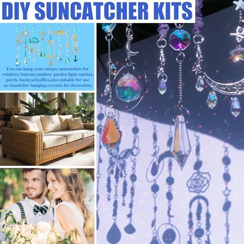 WASTROYAL 420pcs DIY Suncatcher Kit Crystal Prism for Adults Hanging Decor
