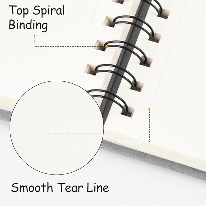 8.3x5.8 Sketch Book, Top Spiral Bound Sketch Pad, 60sheets 92lb/150gsm Nature - Image 4