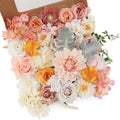 Floweroyal Artificial Flowers Combo Champagne Flowers Mix Silk Flowers Dahlia Roses with Stems for DIY Wedding Bridal Bouquets, Baby Shower, Floral Arrangement, Table Centerpieces, Home Decorations.
