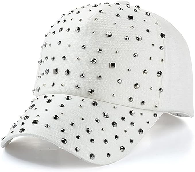 Gudessly Adjustable Breathable Rhinestone Baseball Cap for Women Bling Sequins Casual Sports Cap