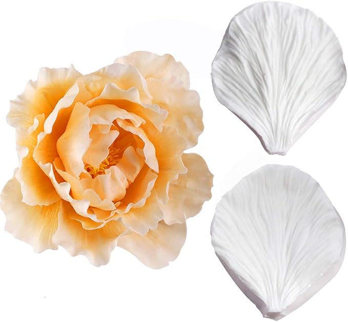 KALAIEN 5pcs Stainless Steel Peony Cutter 2pcs Fondant Silicone Mold Gumpaste - Image 8