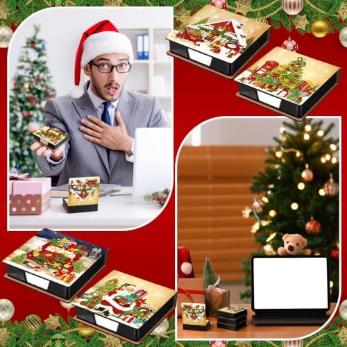 Saillong Christmas 4 Pcs Diamond Painting Note Box Kit Sticky Note Holders