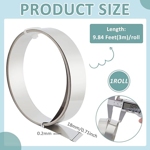 BENECREAT 9.84 Feet 32Gauge Flat Nickel Silver Wire, 18mm Wide Flat Bezel White - Image 2