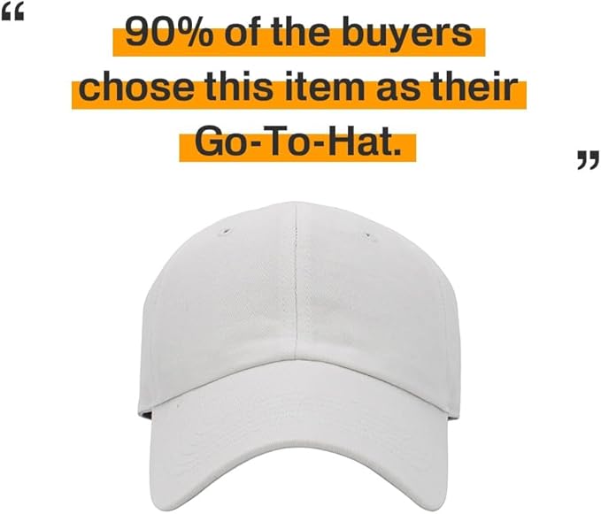 KBETHOS Classic Unisex Cotton Adjustable Low Crown Baseball Cap – Plain Dad Hat