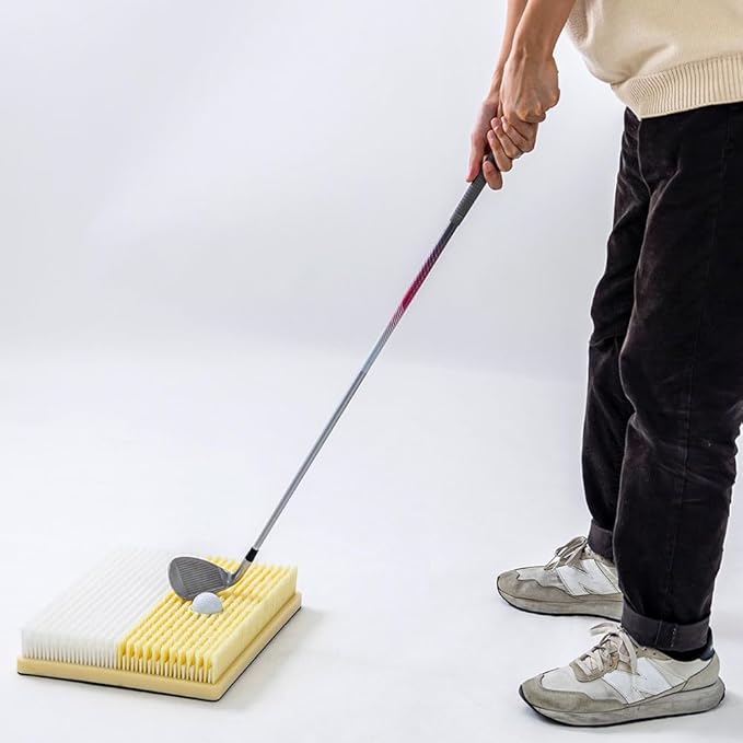 Japard Golf Practice Mat Bunker with Handle Dual Mode Sand Trap Trainer with Shallow & Deep Pit Simulation, 15.5" x 11.6'' Portable Hitting Mat for Indoor Outdoor Gift