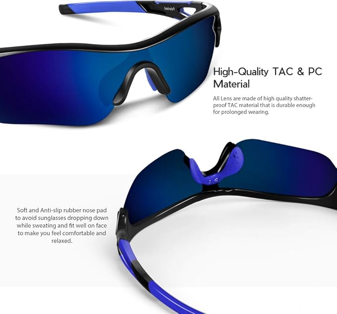 BEACOOL Polarized Sports Sunglasses for Men Women Youth Baseball Cycling Running Driving Fishing Golf Motorcycle TAC Glasses