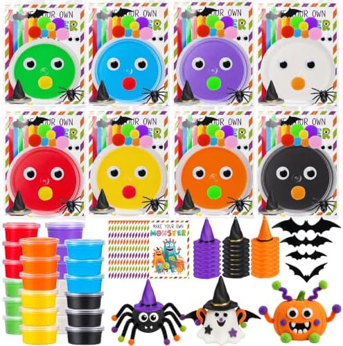 24 Packs Halloween Crafts for Kids DIY Monster Air Dry Clay Kit