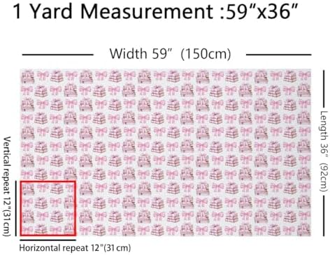 Castle Fairy Pink Bow Decorative Fabric by The Yard Bowknot Decor Books Fabric for Chairs Sofa DIY Projects Princess Ribbon Bow Soft Polyester No Stretch,10 Yard,360" Lx59 W Pink